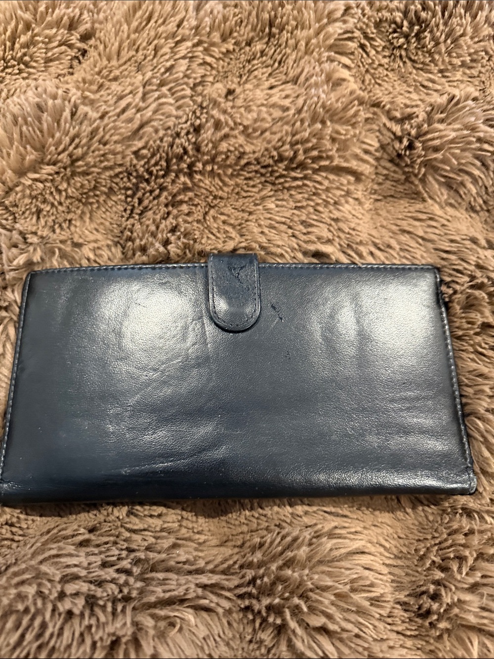 Classic Leather Long Wallet in Dark Black